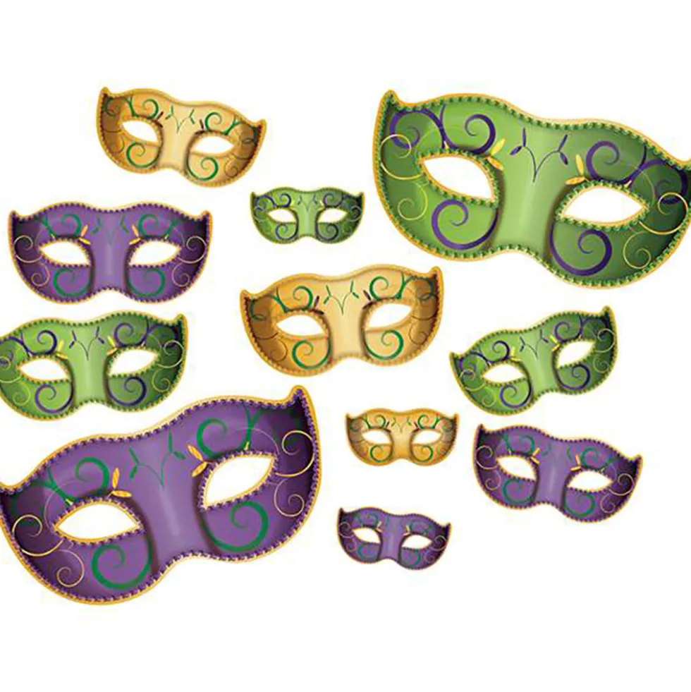 Mardi Gras Cutout Decorations of Masks (11 PACK)