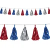 Metallic Tassel Garland - Red Silver and Blue 8' (EACH)