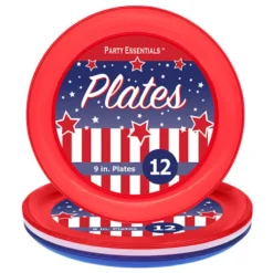 Patriotic Plastic Plates 9" (12 PACK)