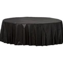 Plastic Table Cover - Round Black 84" (EACH)
