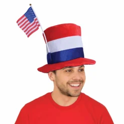 Plush Patriotic Top Hat With American Flag (EACH)