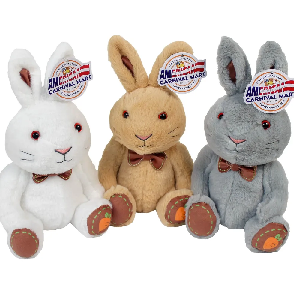 Plush Sitting Bunny With Bow Assorted 10" (EACH)